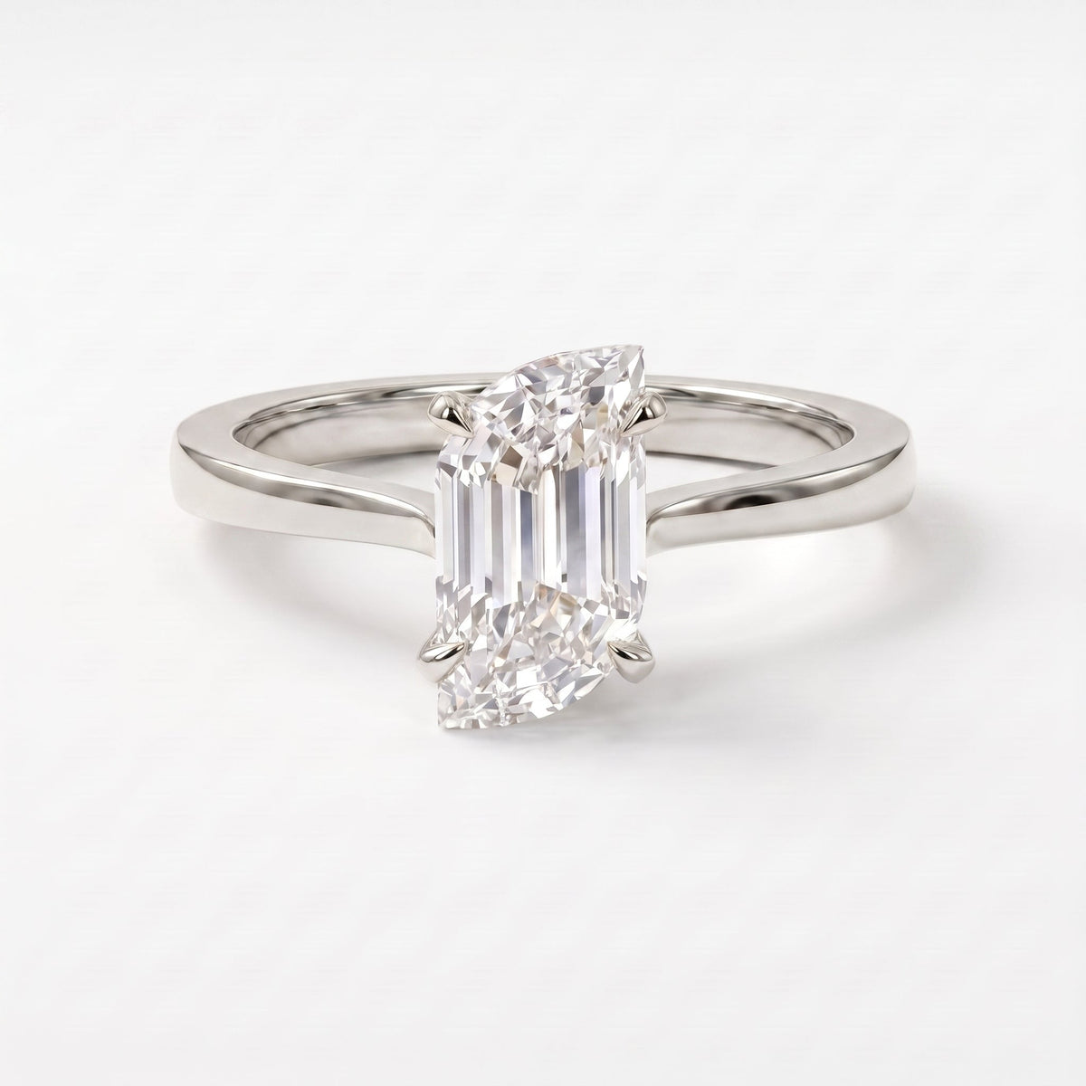 Flame Cut Lab Diamond Solitaire Engagement Ring, view 3