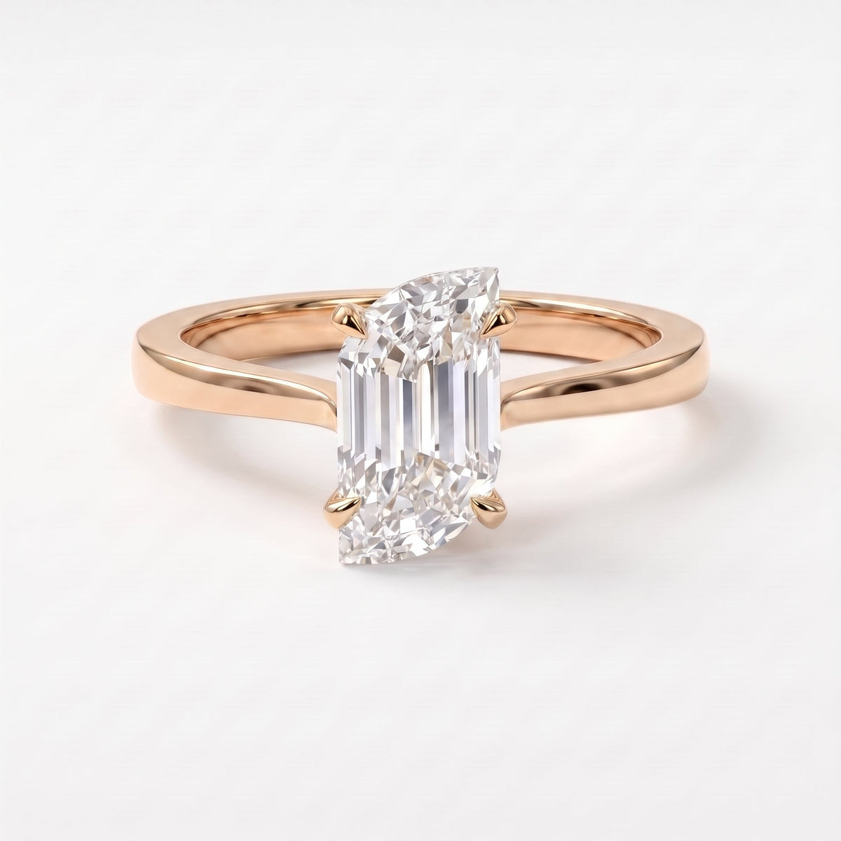 Flame Cut Lab Diamond Solitaire Engagement Ring, view 4
