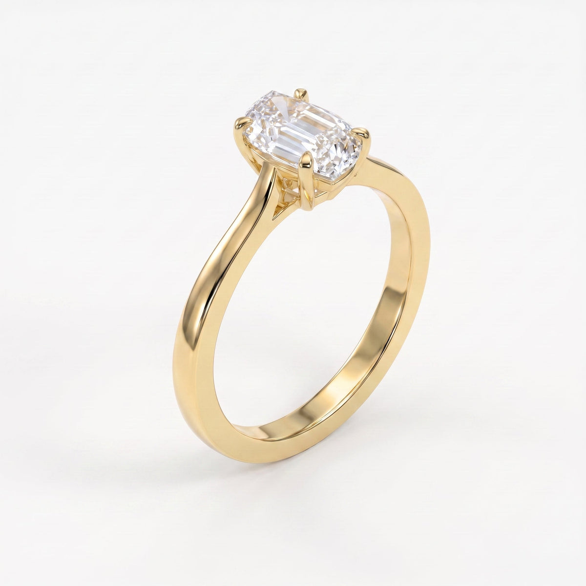Flame Cut Lab Diamond Solitaire Engagement Ring, view 5