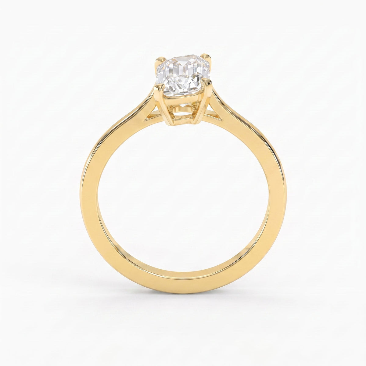 Flame Cut Lab Diamond Solitaire Engagement Ring, view 6