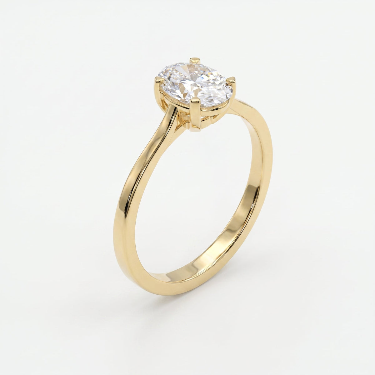 Classic Oval Shape Diamond Solitaire Engagement Ring, view 3