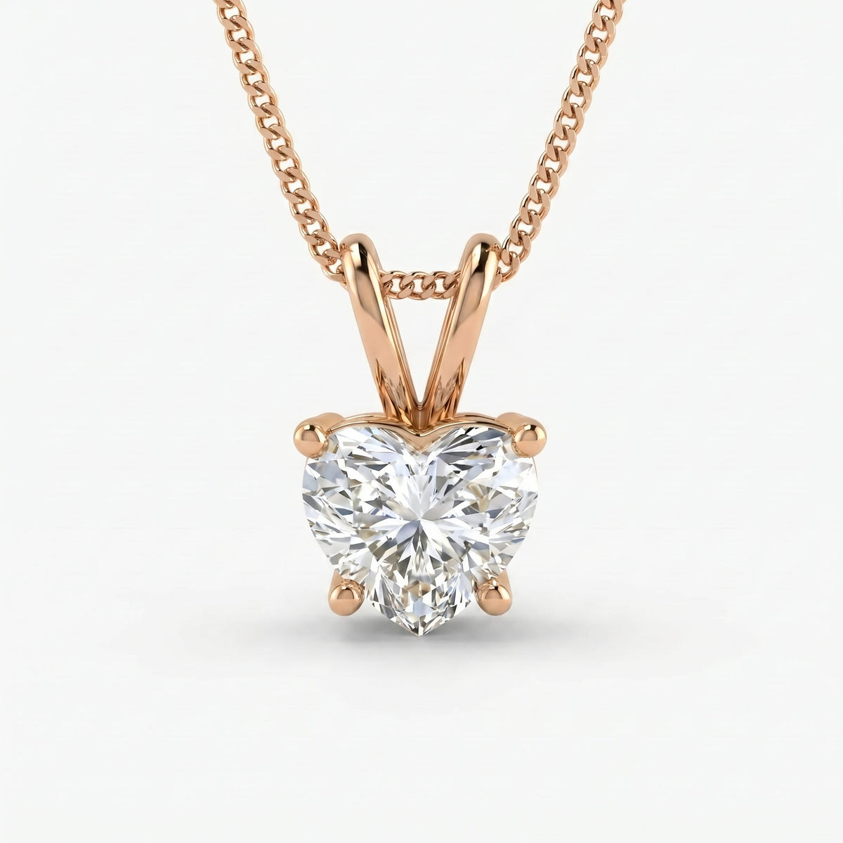 Heart Cut Diamond Solitaire Pendant Necklace, view 6