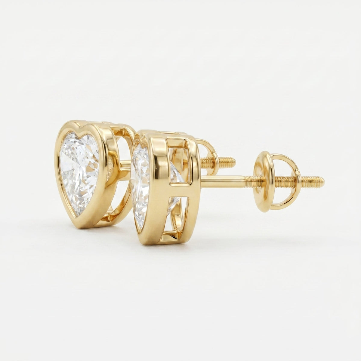 Heart Cut Diamond Stud Earrings, view 4