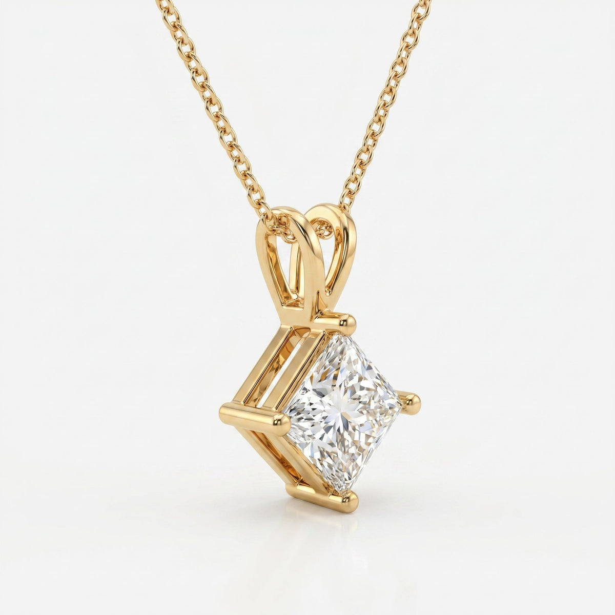 Princess Cut Diamond Solitaire Pendant Necklace, view 4