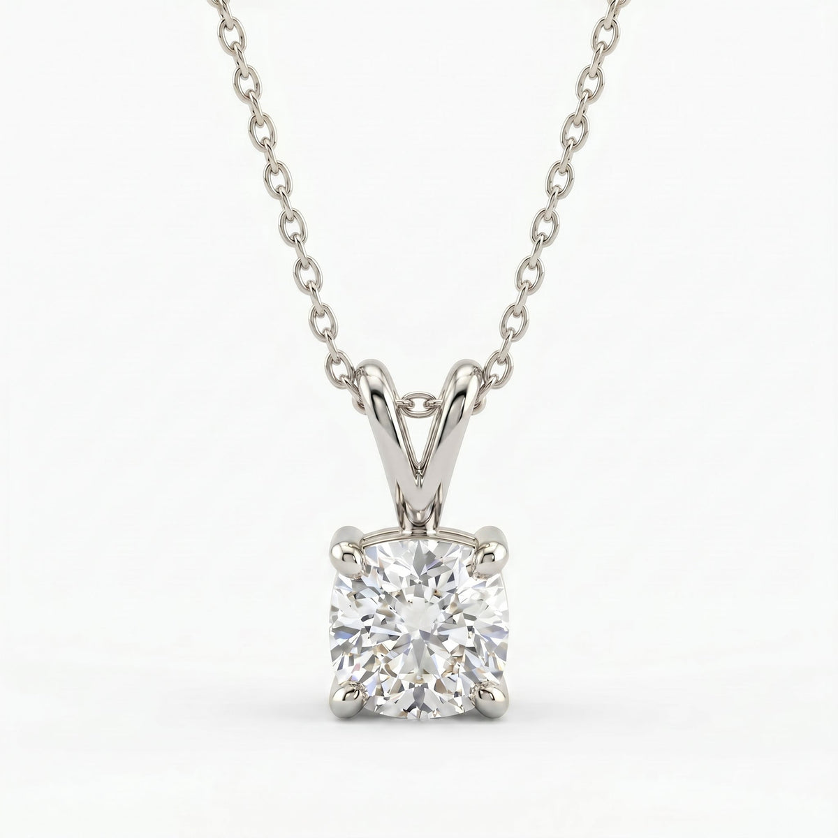 Cushion Cut Diamond Solitaire Pendant Necklace, view 5