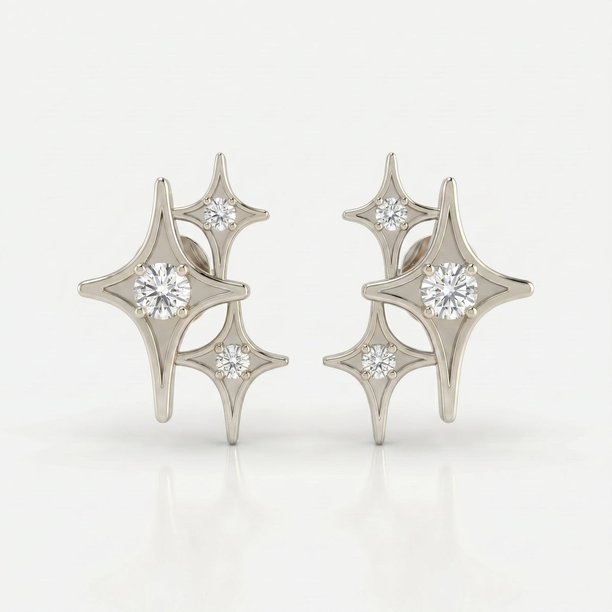 Celestial Diamond Cluster Stud Earrings, view 4