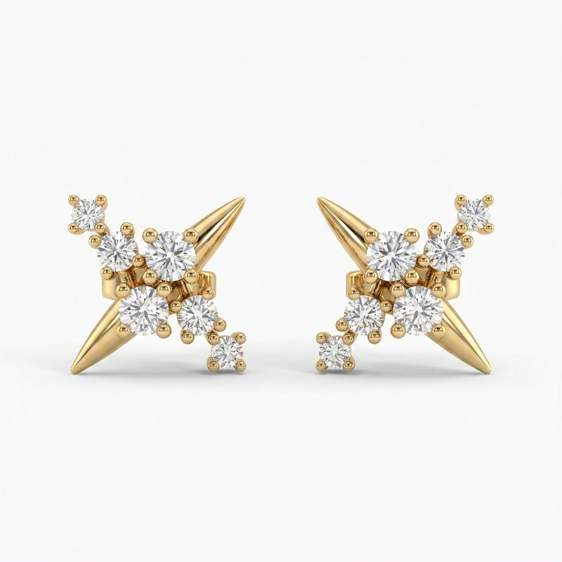 Celestial Diamond Cluster Stud Earrings, view 1