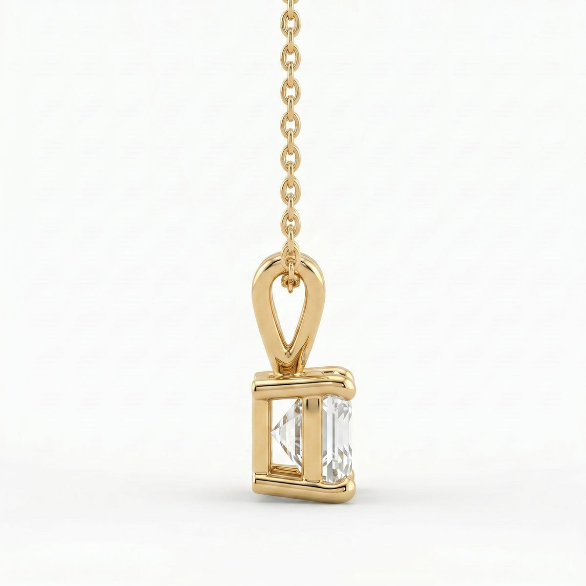 Asscher Cut Diamond Solitaire Pendant Necklace, view 4