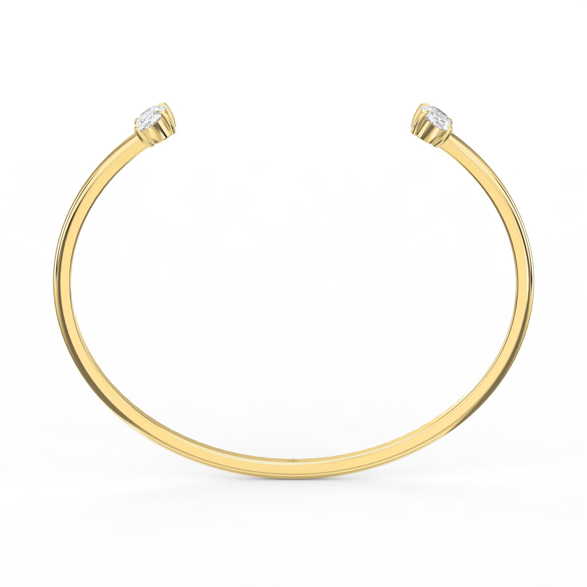 Minimalist Open Cuff Bracelet with Solitaire Oval Diamonds, view 5