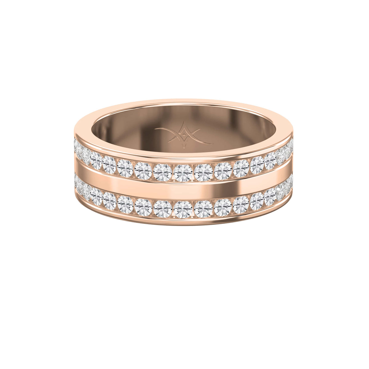 Two-Row Channel Set Half Eternity Diamond Ring, view 7