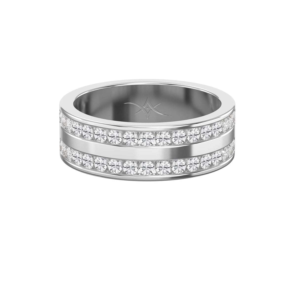 Two-Row Channel Set Half Eternity Diamond Ring, view 6