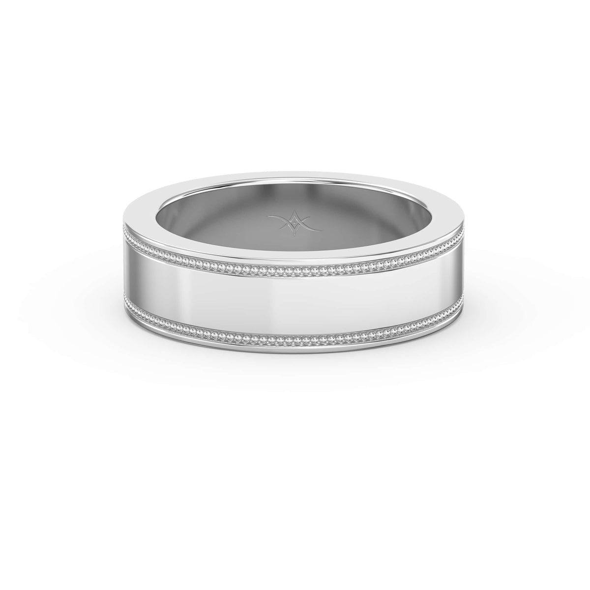 Men’s Flat Polish Milgraine Metal Ring, view 6