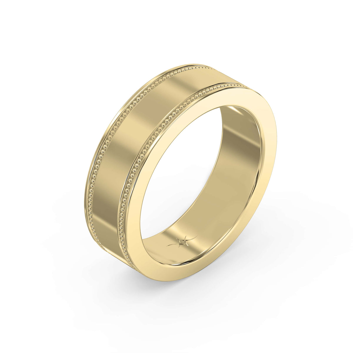Men’s Flat Polish Milgraine Metal Ring, view 3