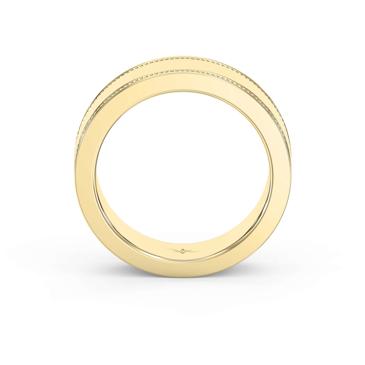 Men’s Flat Polish Milgraine Metal Ring, view 5