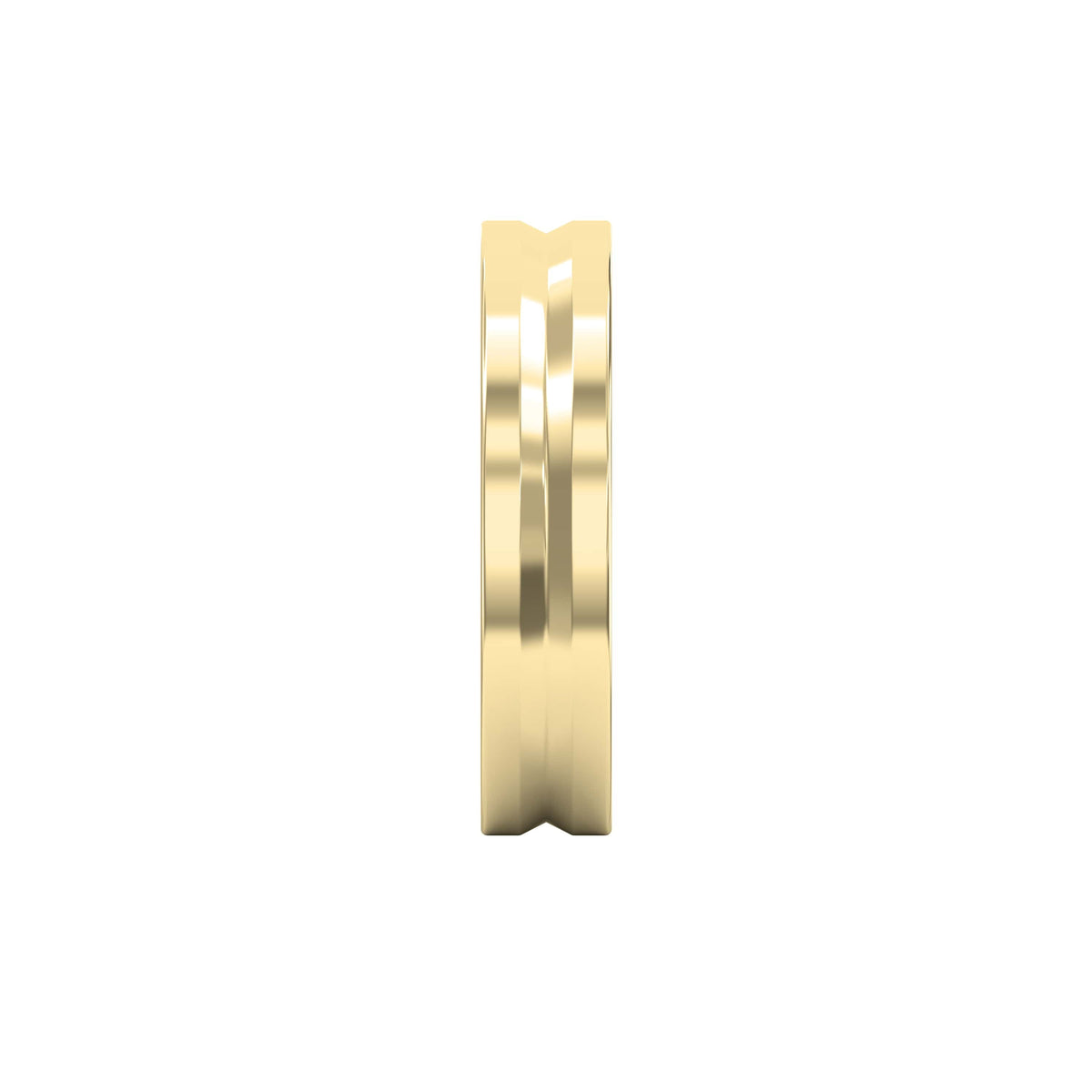 Bullnose Groove Pattern Flat Wedding Metal Ring, view 4