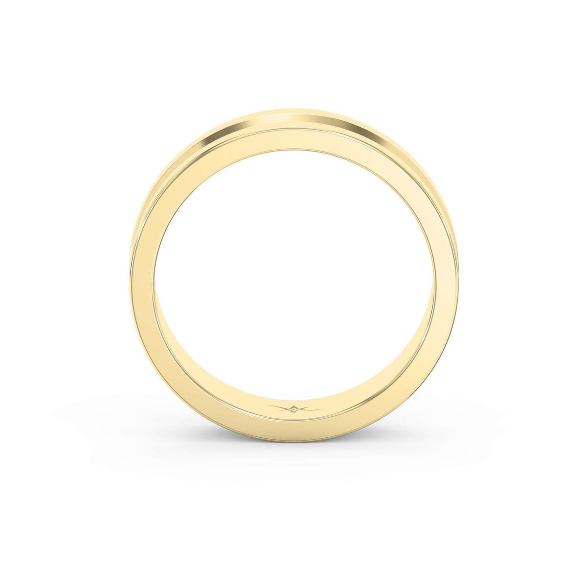 Bullnose Groove Pattern Flat Wedding Metal Ring, view 5