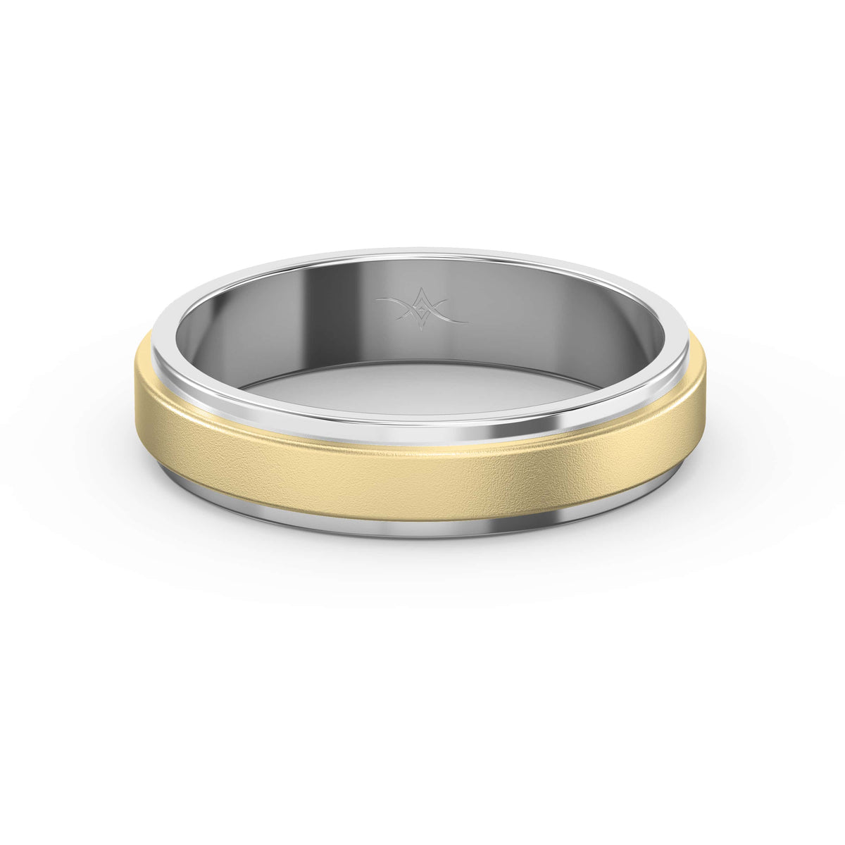 Two-Tone Wedding Band Crafted Entirely Metal band, view 6