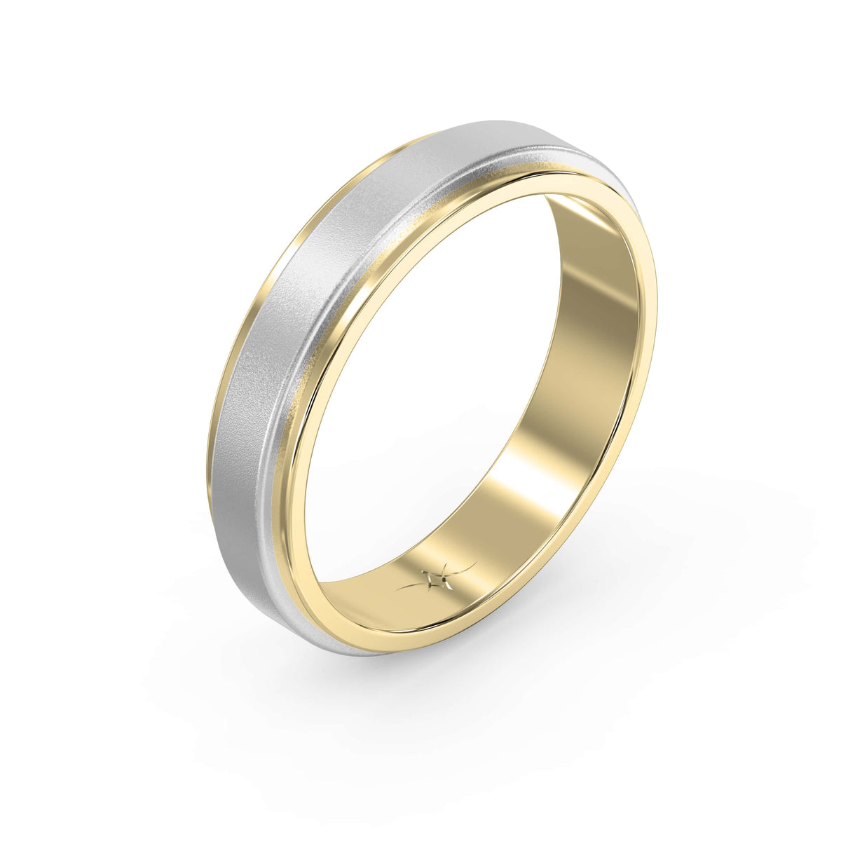 Two-Tone Wedding Band Crafted Entirely Metal band, view 3