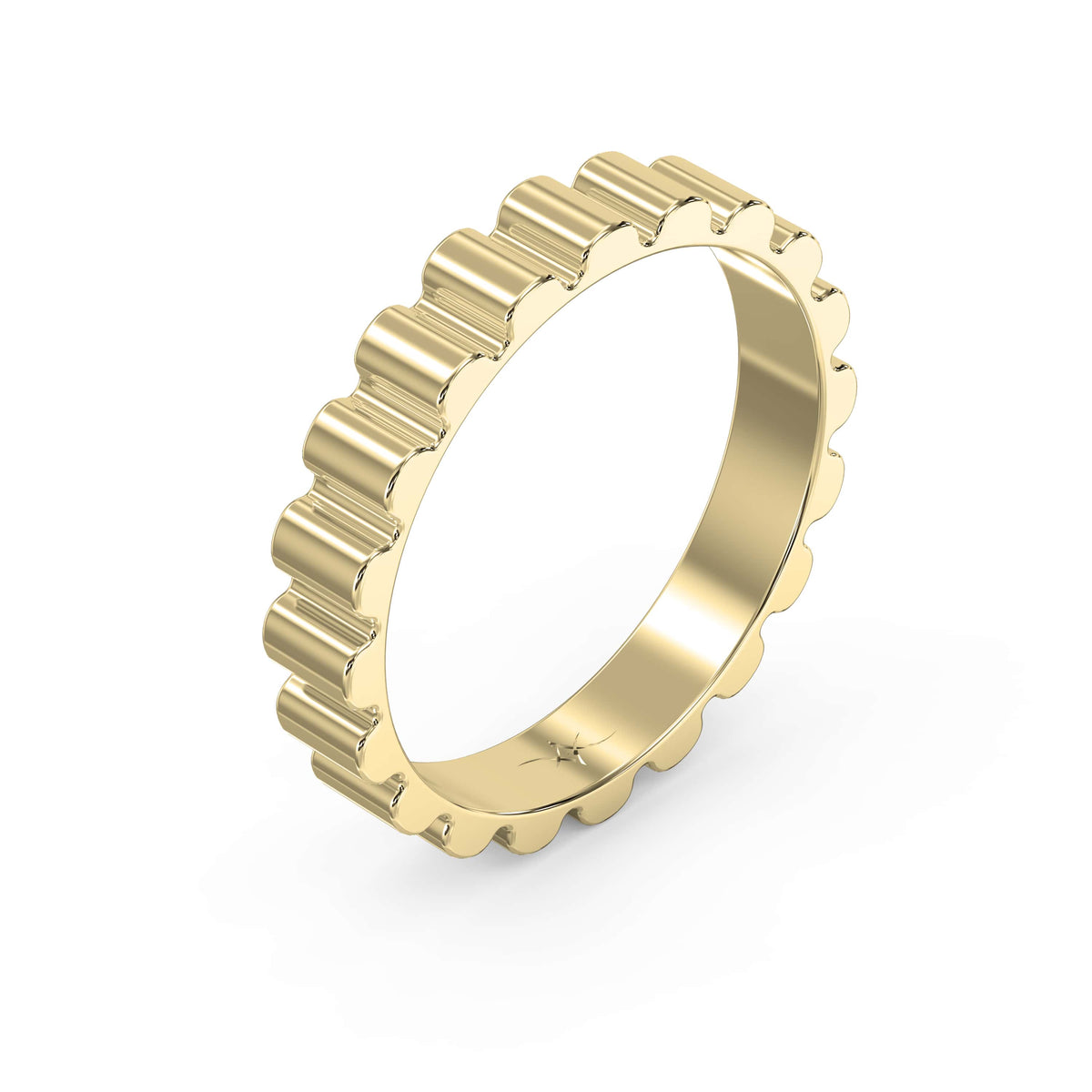 Fluted Wedding Metal Band, view 3