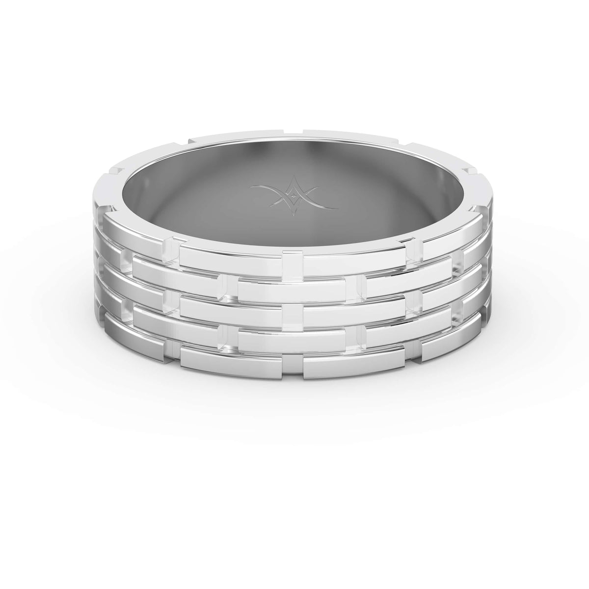 Architectural Linked Wedding Men's Ring, view 6