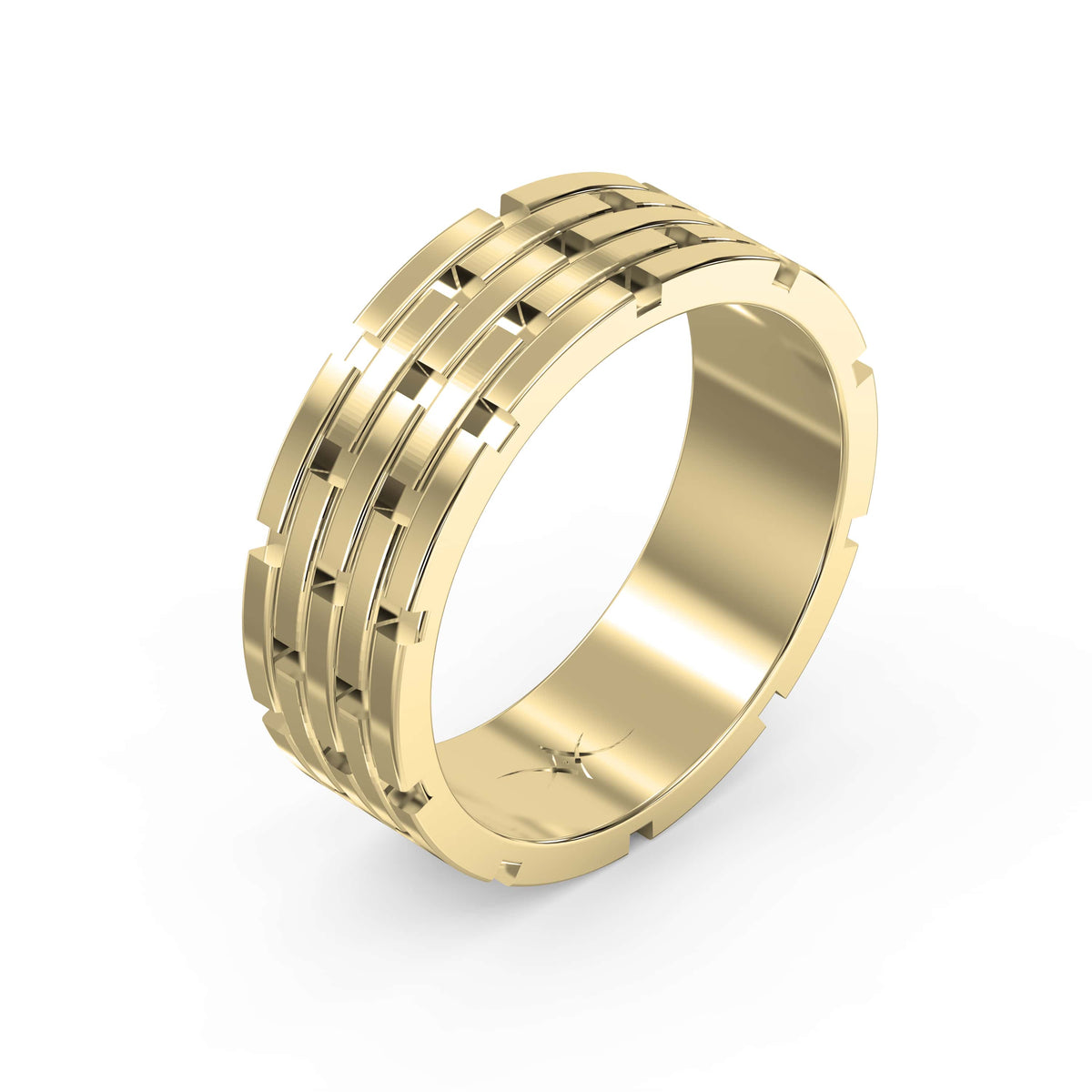 Architectural Linked Wedding Men's Ring, view 3