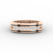 Round Diamond Onyx Channel Men's Ring ( 0.40 Ct. ), view 7