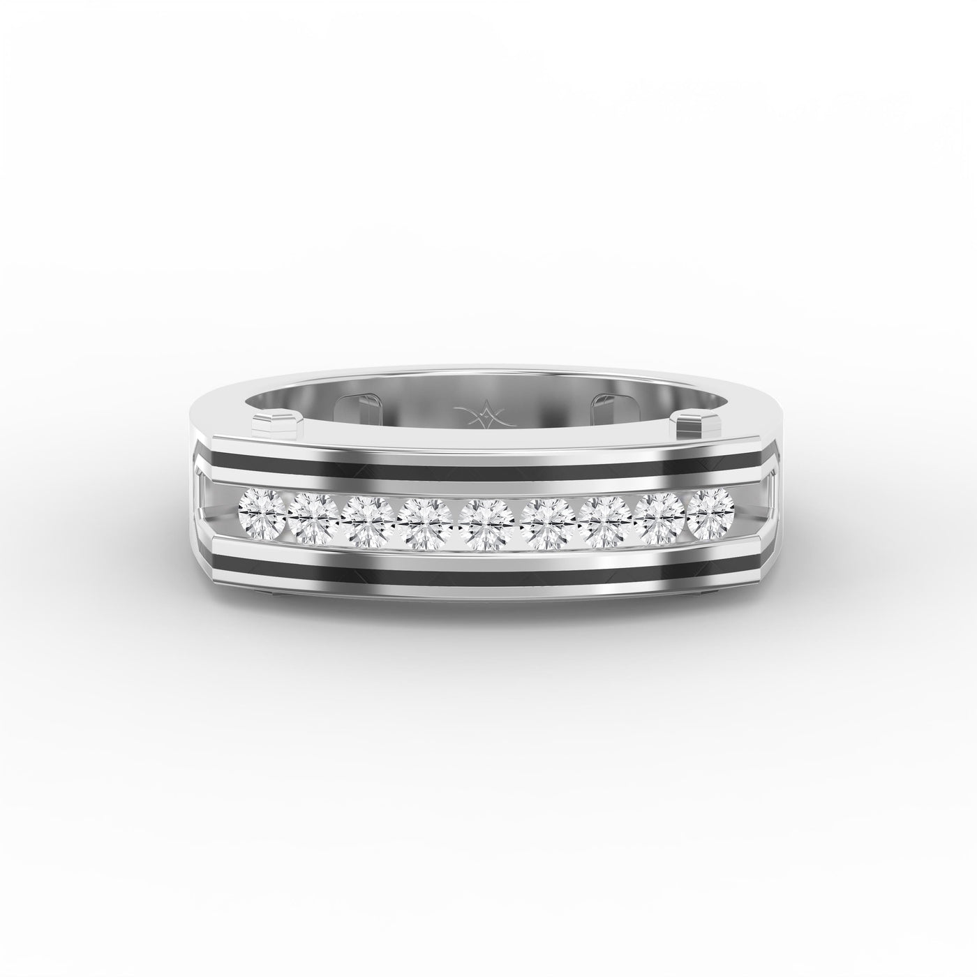 Round Diamond Onyx Channel Men's Ring ( 0.40 Ct. ), view 6