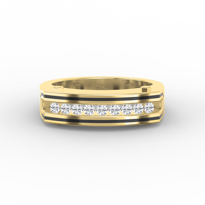 Round Diamond Onyx Channel Men's Ring ( 0.40 Ct. ), view 1