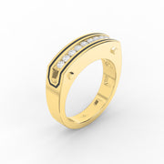 Round Diamond Onyx Channel Men's Ring ( 0.40 Ct. ), view 3