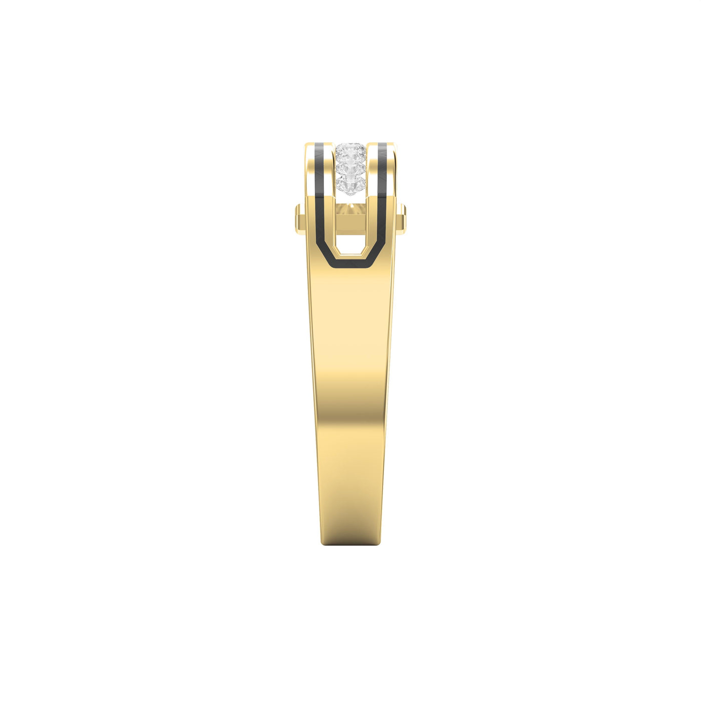 Round Diamond Onyx Channel Men's Ring ( 0.40 Ct. ), view 4