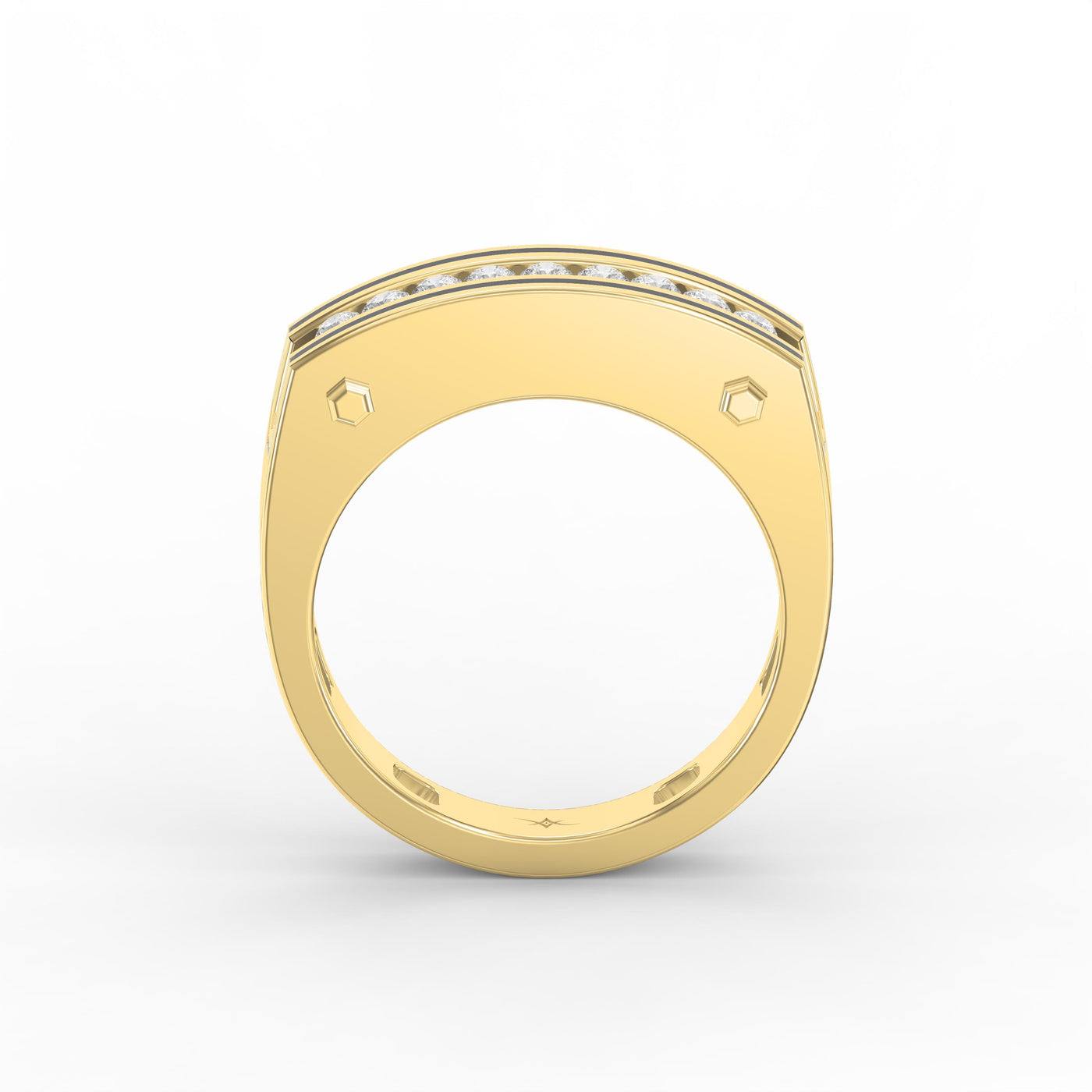 Round Diamond Onyx Channel Men's Ring ( 0.40 Ct. ), view 5