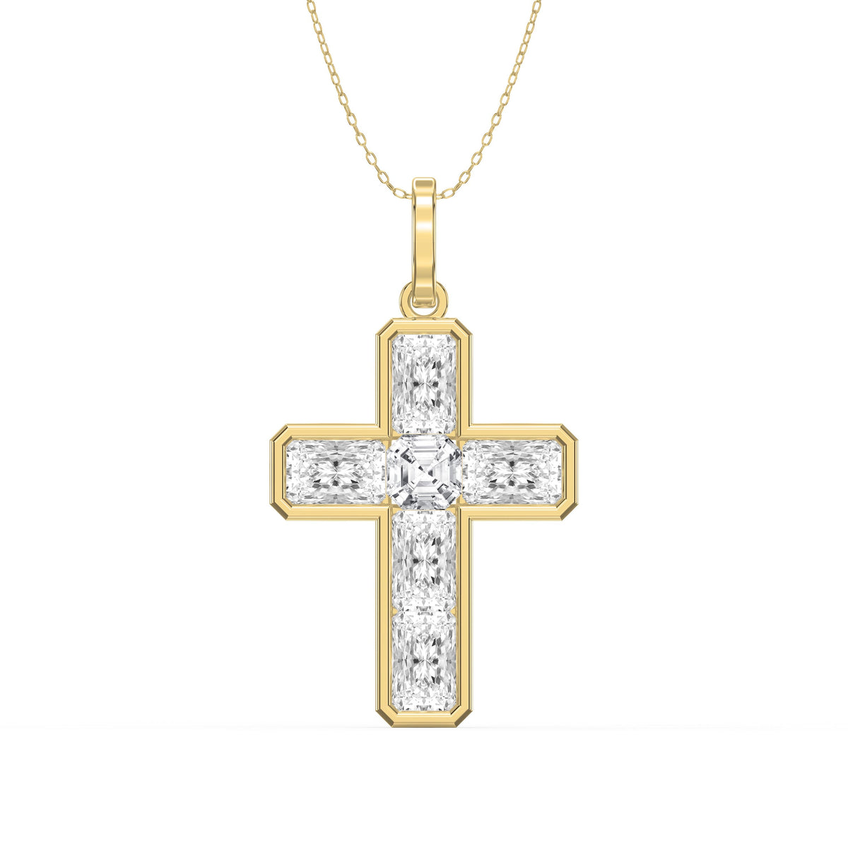 Radiant Diamond Cross Pendant Necklace, view 1
