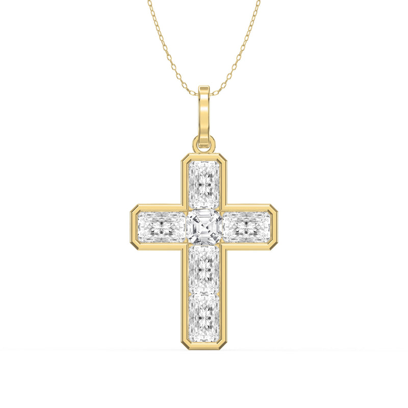 Radiant Diamond Cross Pendant Necklace, view 1