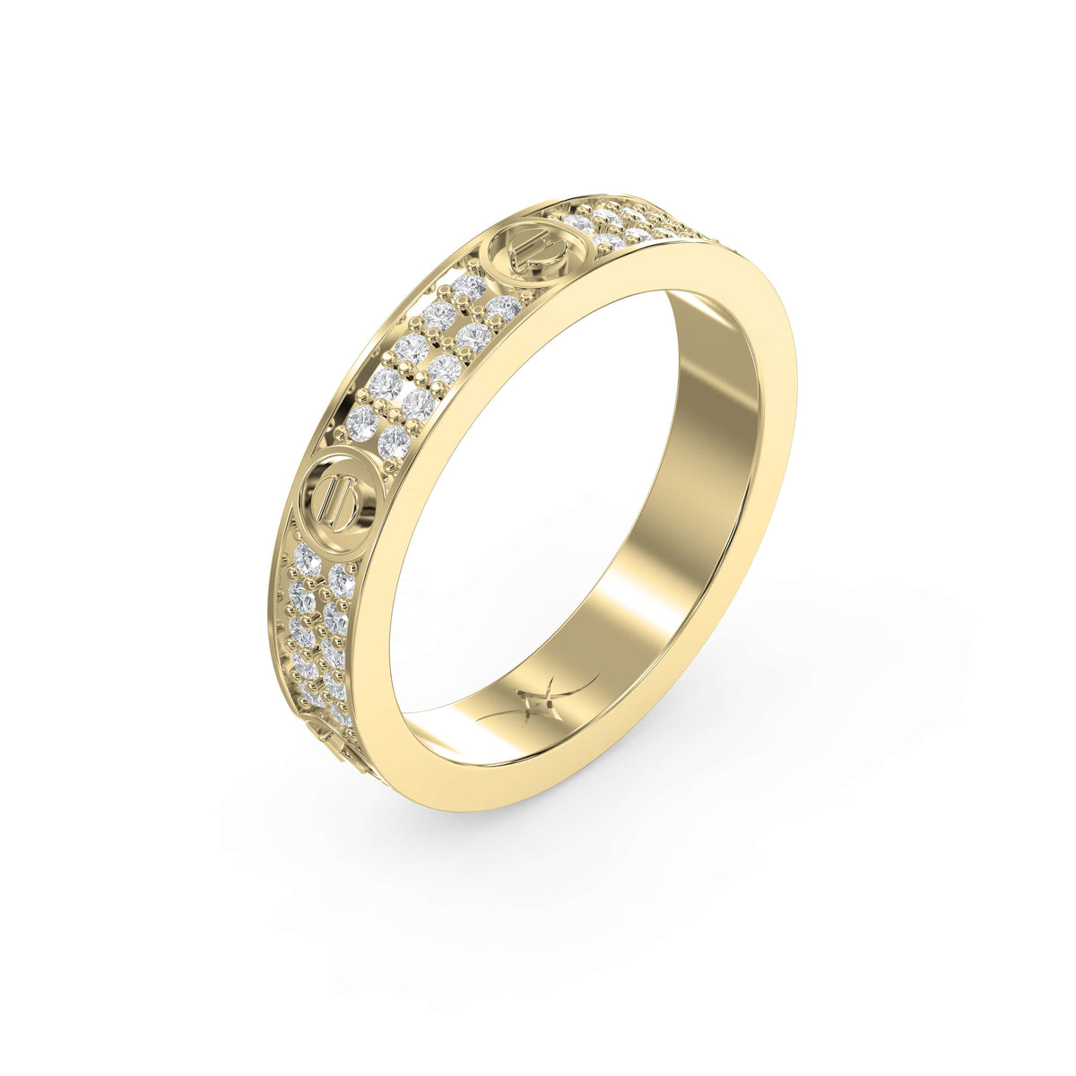 Elegant Round Diamond Gold Band, view 3