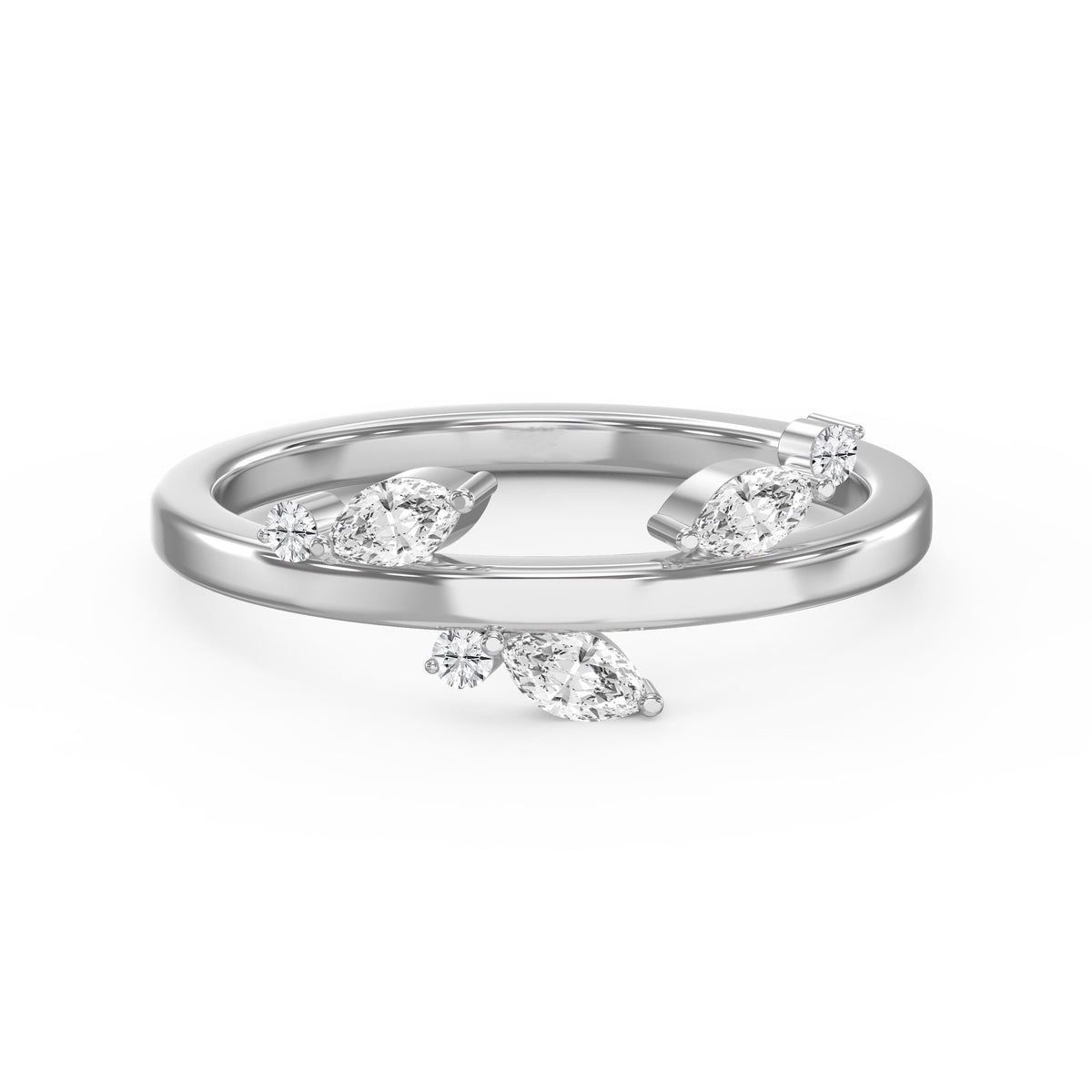 Minimalist Stacking Duo Diamond Band, view 6