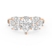 Floral Cocktail Cluster Design Pear Shape Diamond Fashion Ring, view 7