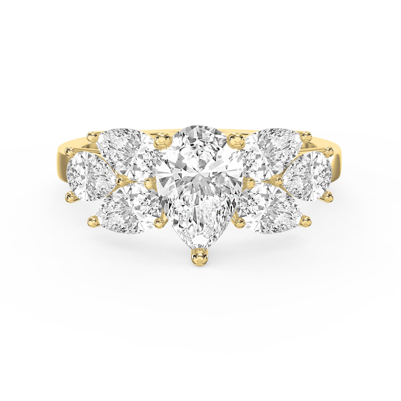 Floral Cocktail Cluster Design Pear Shape Diamond Fashion Ring, view 1