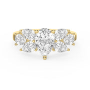 Floral Cocktail Cluster Design Pear Shape Diamond Fashion Ring, view 1