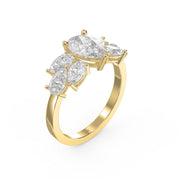 Floral Cocktail Cluster Design Pear Shape Diamond Fashion Ring, view 3