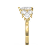 Floral Cocktail Cluster Design Pear Shape Diamond Fashion Ring, view 4