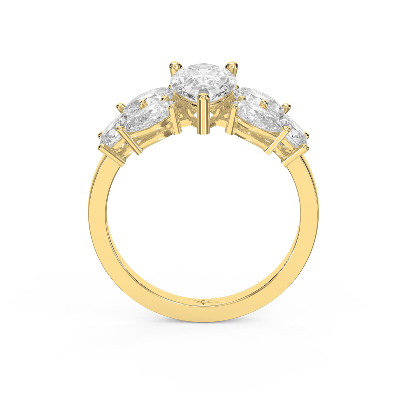 Floral Cocktail Cluster Design Pear Shape Diamond Fashion Ring, view 5