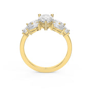 Floral Cocktail Cluster Design Pear Shape Diamond Fashion Ring, view 5