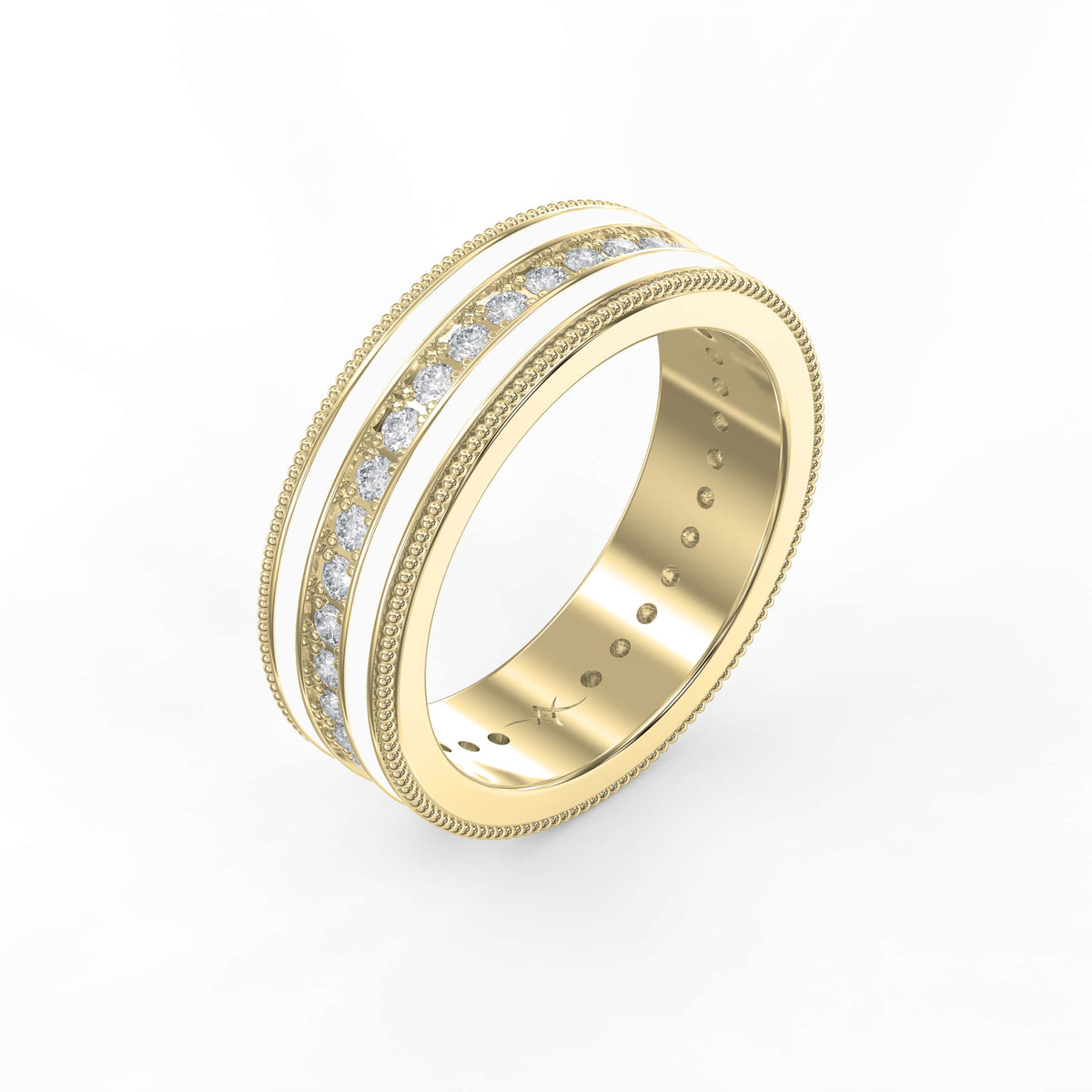 Half Carat Round Diamond With White Enamel Band, view 3
