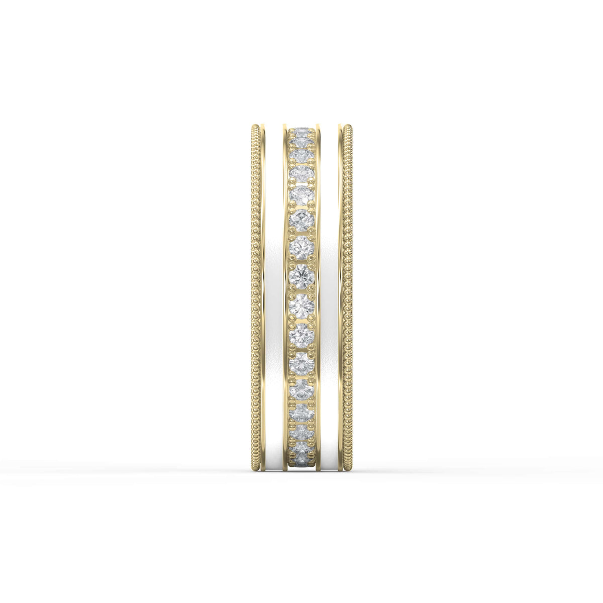 Half Carat Round Diamond With White Enamel Band, view 4