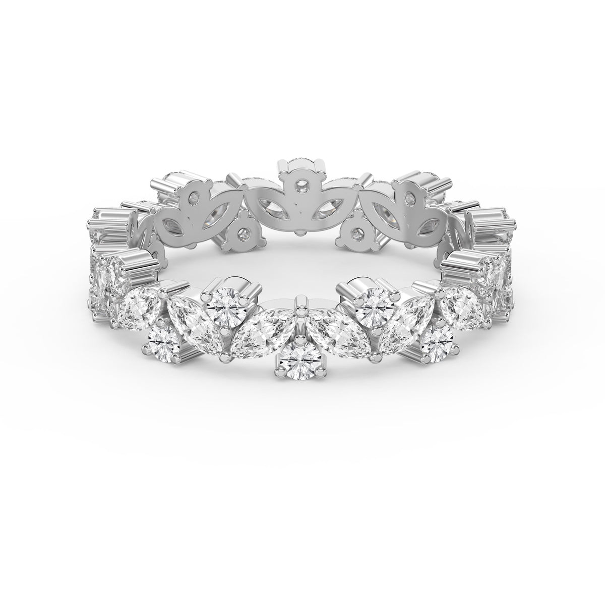 Cluster Design Round & Marquise Diamond Ring, view 6