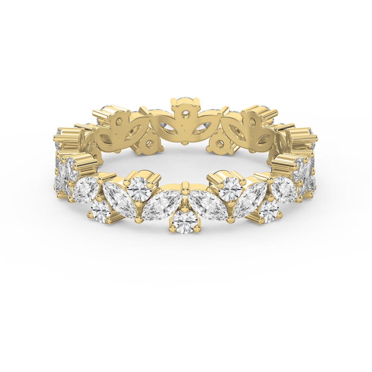 Cluster Design Round & Marquise Diamond Ring, view 1