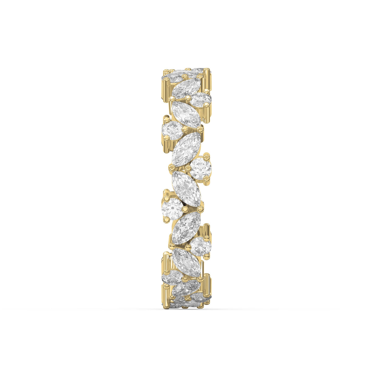 Cluster Design Round & Marquise Diamond Ring, view 4
