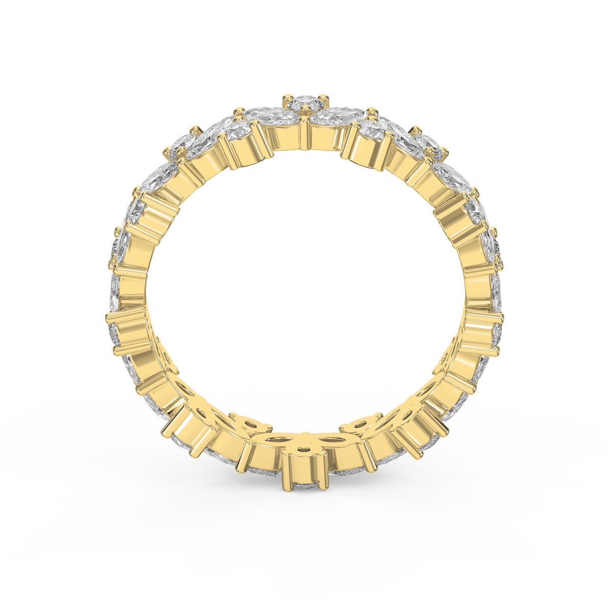 Cluster Design Round & Marquise Diamond Ring, view 5