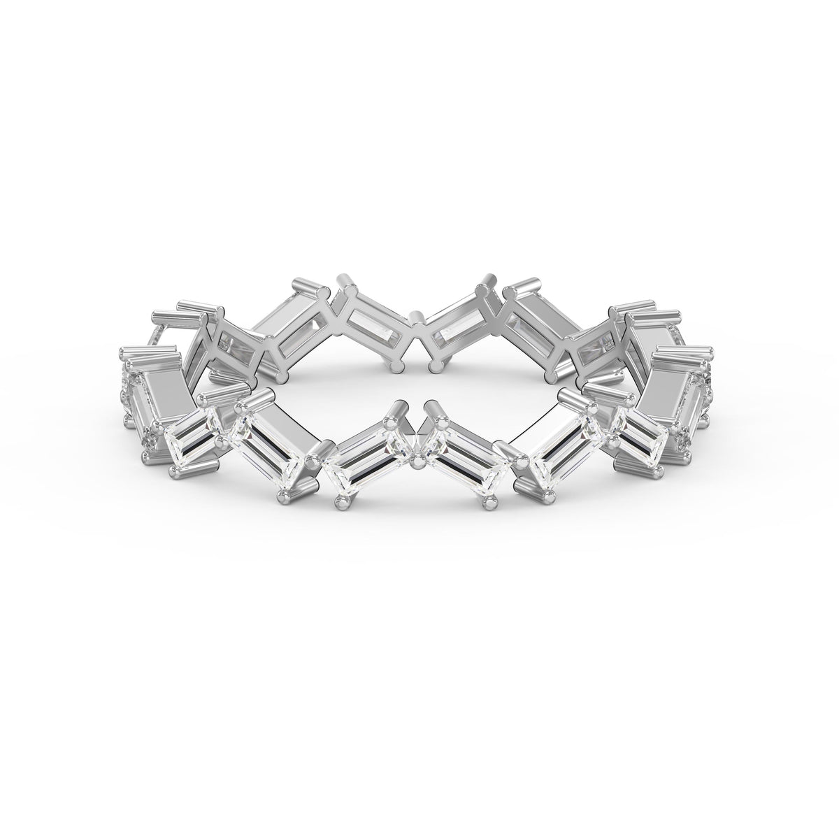 Mordent Zig Zag Baguette Diamond Anniversary Ring, view 6