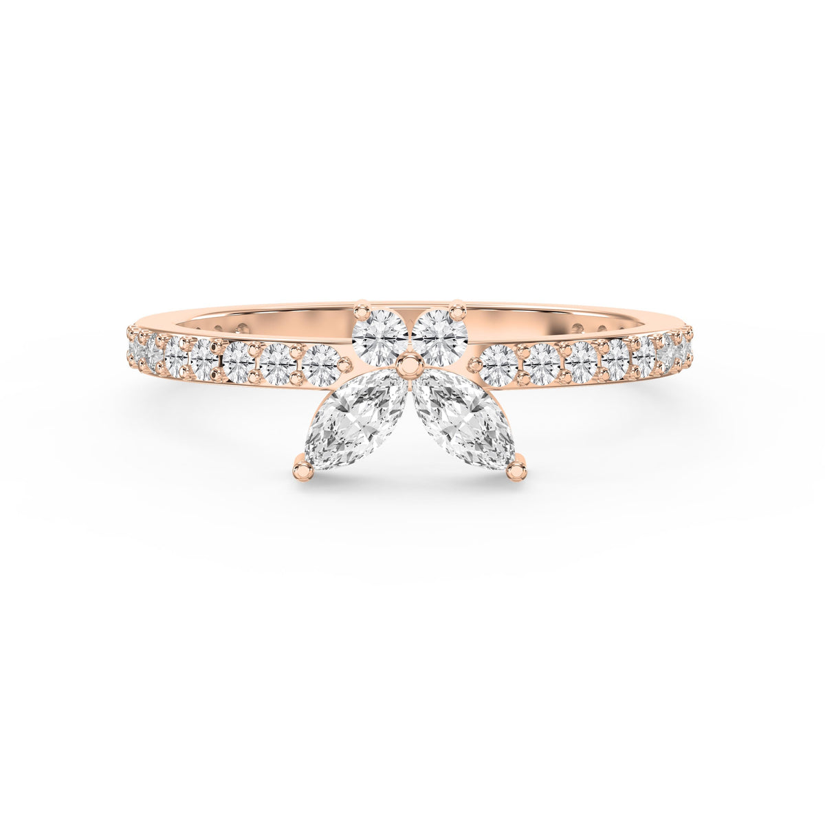 Elegant Floral Marquise and Round Diamond Ring, view 7